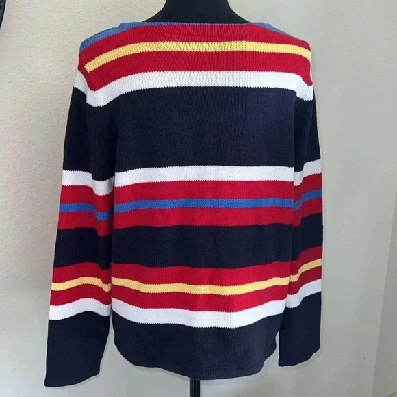 CRaZY Horse Women’s Multi-Colored Striped Star Cotton Blend Sweater Medium - Picture 15 of 15